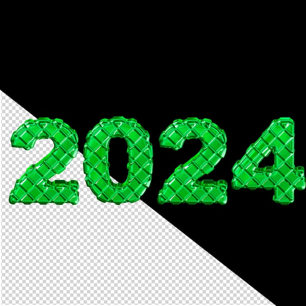 PSD 2024 zielony nowy rok 3d