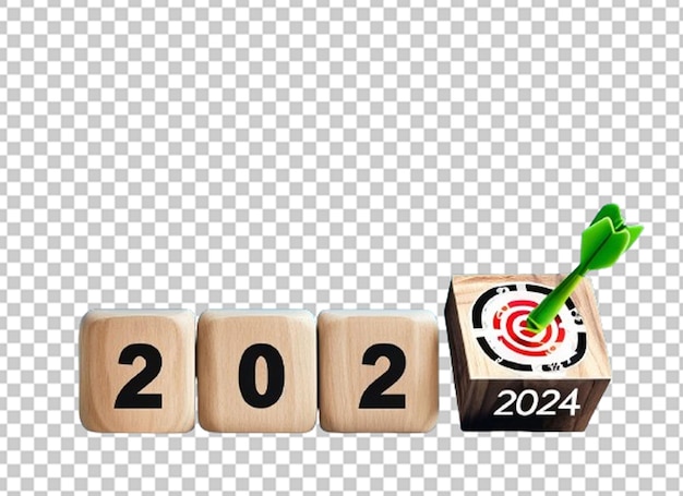 2024n drewniany blok kwadratowy do przygotowania nowego roku