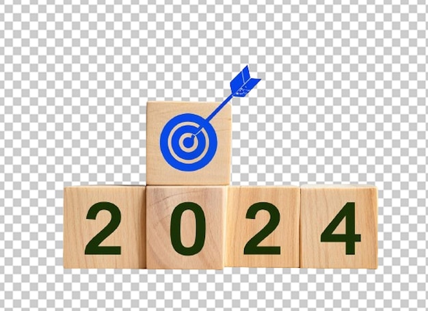 2024n houten blok kubus voor de voorbereiding van het nieuwe jaar