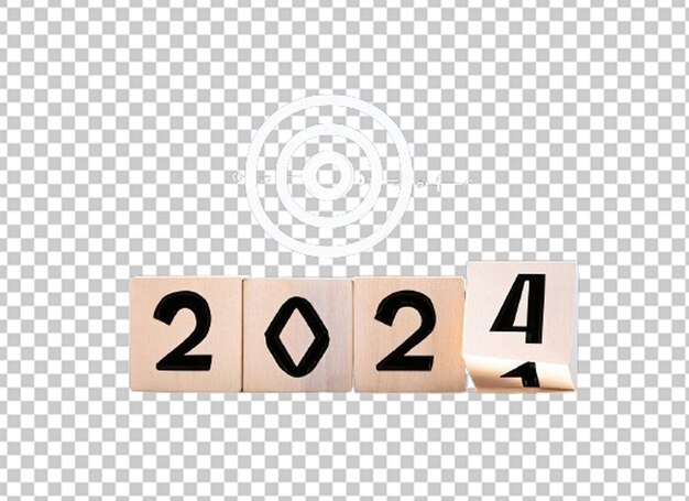 2024n houten blok kubus voor de voorbereiding van het nieuwe jaar