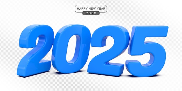2025 Blue Numbers in 3D Render for New Year Celebrations