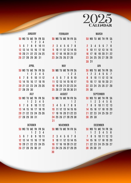 PSD 2025 calendar design