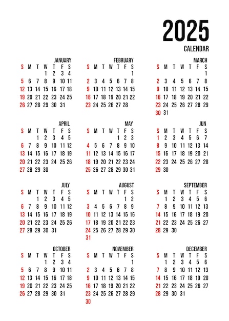 PSD progettazione del modello di calendario 2025