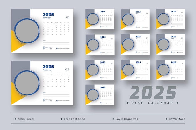 デスクトップ カレンダー テンプレート 企業ビジネスデスクトップカレンダースケジュール 2025月刊プランナーテンプレート