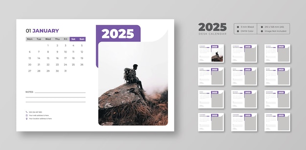 2025 Desk calendar template Desk calendar planner
