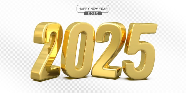 2025 Gold Numbers in 3D Render for New Year Celebrations