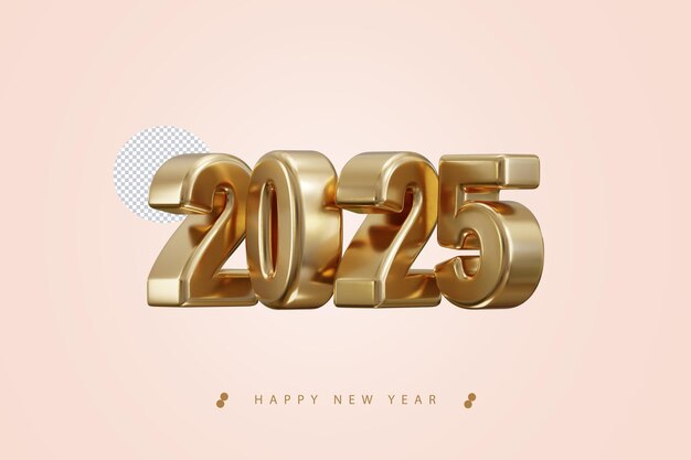 PSD 2025 new year golden number extend warm wishes for a happy new year card 3d render