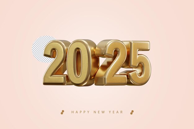 PSD 2025 new year golden number extend warm wishes for a happy new year card 3d render