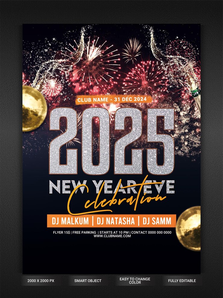 PSD 2025 nieuwjaarsfeest flyer