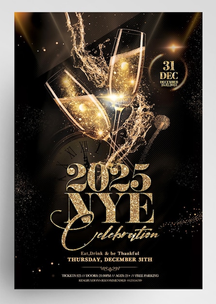 2025 Nye Celebration Party Flyer Template