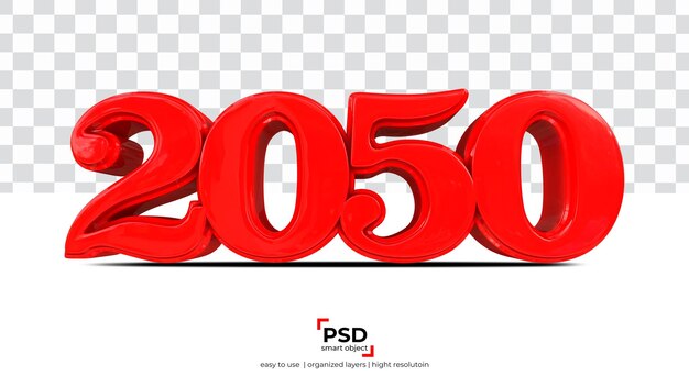2050 rendering 3d isolato su sfondo trasparente pronto per l'uso