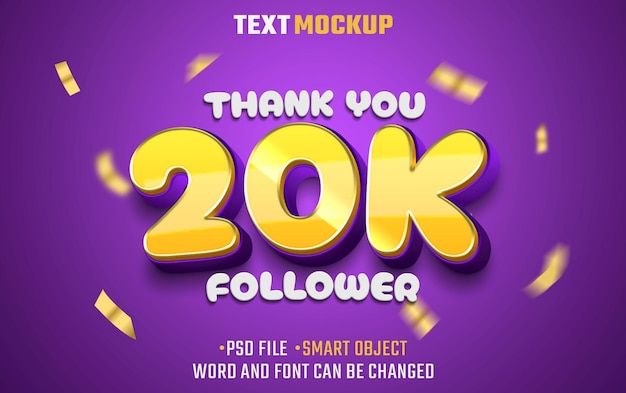 20k follower text effect 3d text font effect