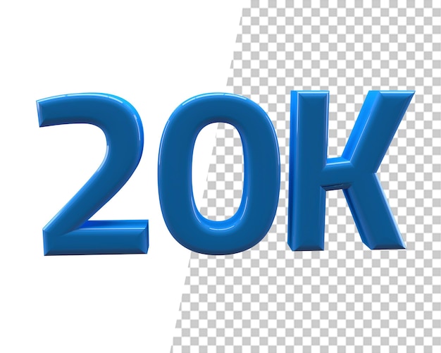 20k followers thank you blue 3d text