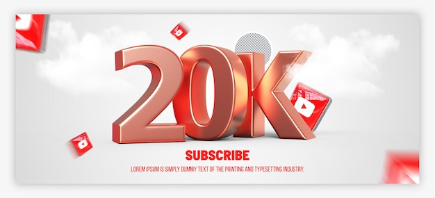 20k youtube subscribers 3d render design