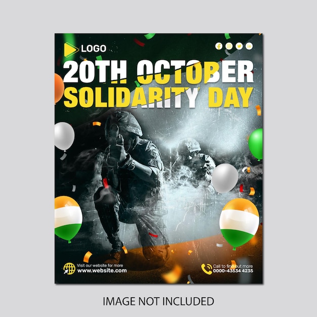 20th october national solidarity day celebration promotion template design