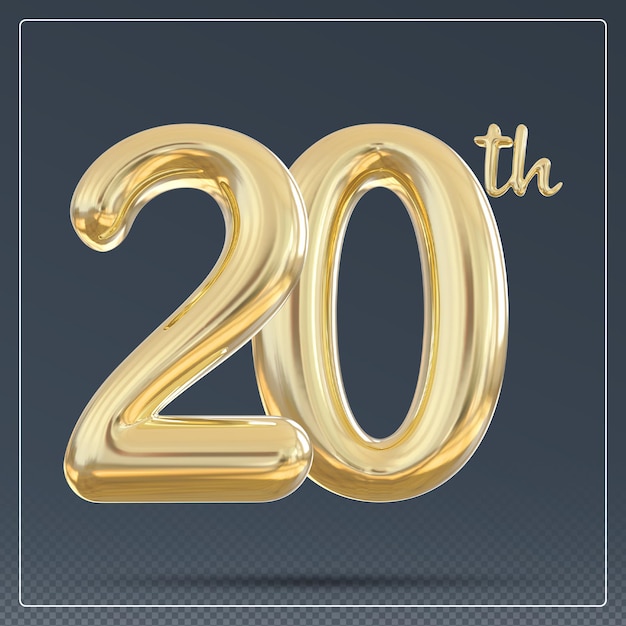 20th year anniversary number golden
