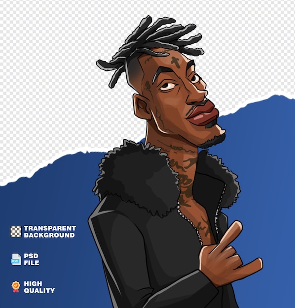 21 savage caricature cartoon portrait illustration