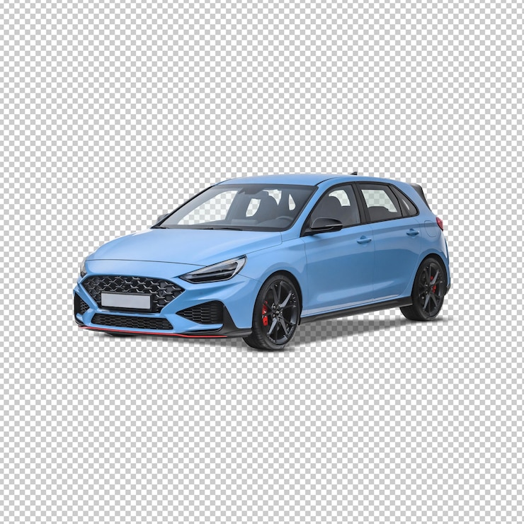 PSD 22 of 32 images set of 360 degree sky blue hatchback hyundai car
