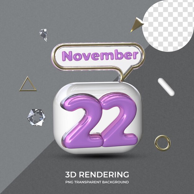 PSD 22 novembre poster modello rendering 3d