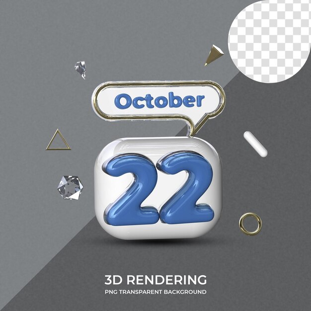 22 ottobre modello di poster rendering 3d