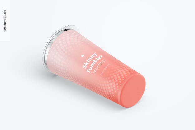 22 oz skinny tumbler mockup, isometric right view