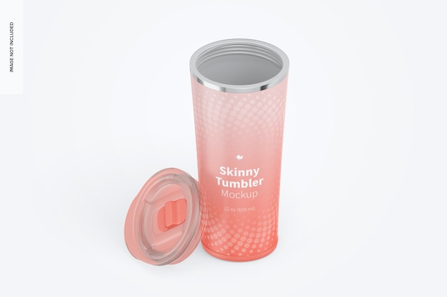 22 oz Skinny Tumbler Mockup, isometrische weergave