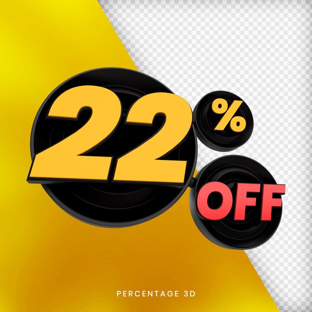 22 percentuale di sconto sul rendering 3d isolato premium psd