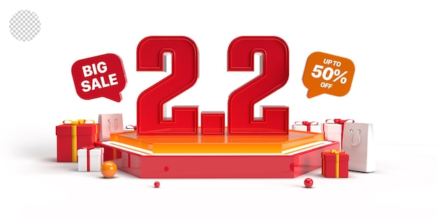 PSD 22 shopping day poster or banner with product podium scene february 2