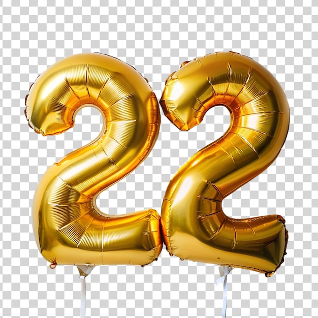 22 Złota Folia Balon Izolowany Na Przezroczystym Tle Helium Balon Czcionka
