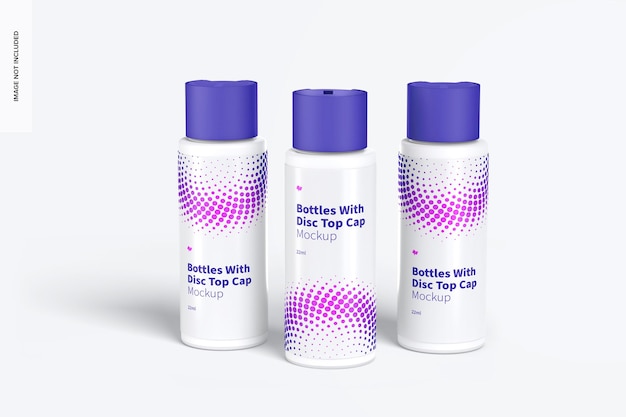 22ml plastic bottles with disc top cap mockup