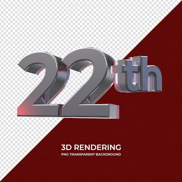 PSD 22th 3d rendering trasparent background