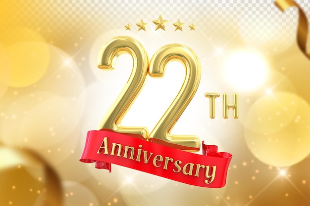 PSD 22° anniversario gold banner 3d