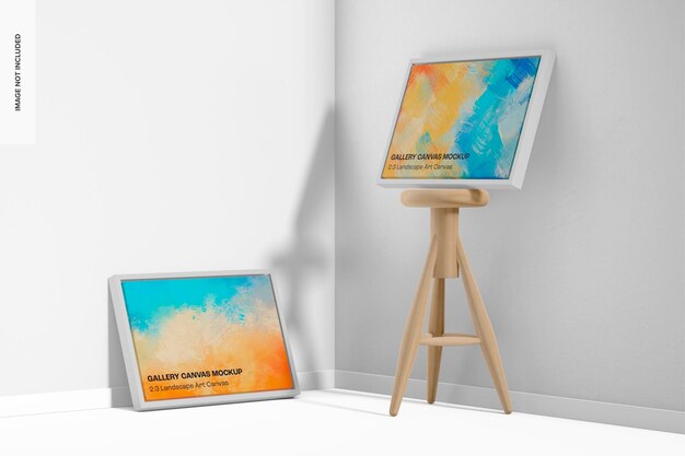 PSD 23 landscape art canvas mockup leaned