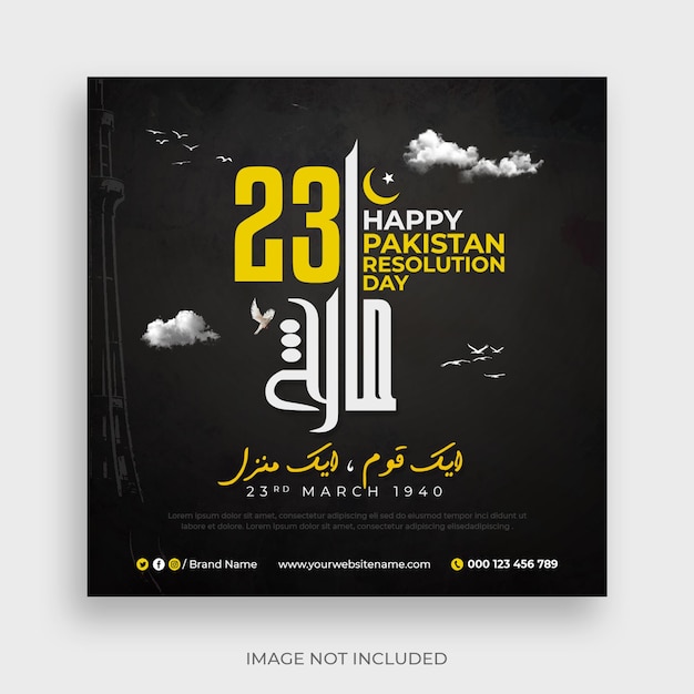 23 maart youm e pakistan creatieve bannersjabloon voor sociale media