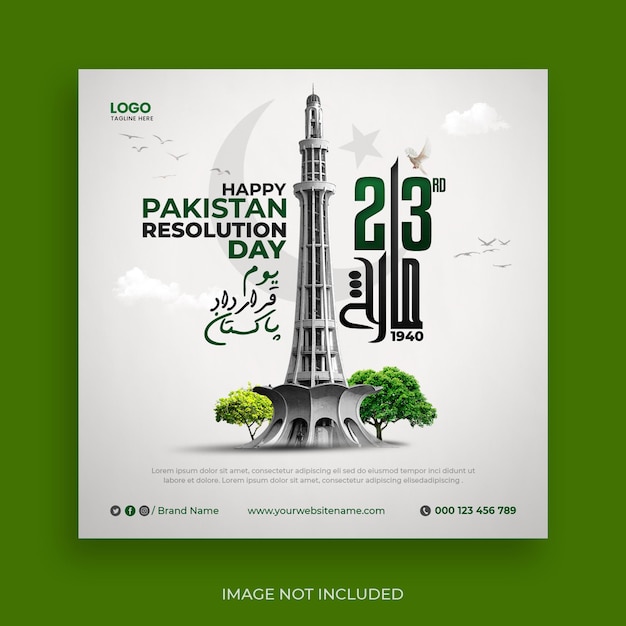 23 maart youm e pakistan creatieve bannersjabloon voor sociale media