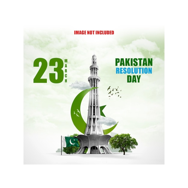 PSD 23 marca dzień rezolucji pakistanu szablon baneru mediów społecznościowych