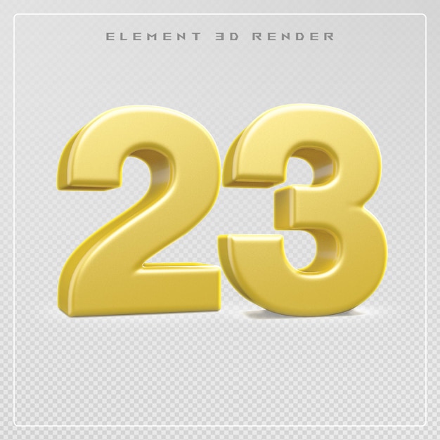 23 nummer gouden 3d render