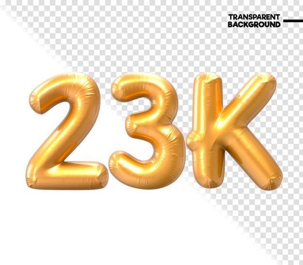 23k number gold 3d rendering