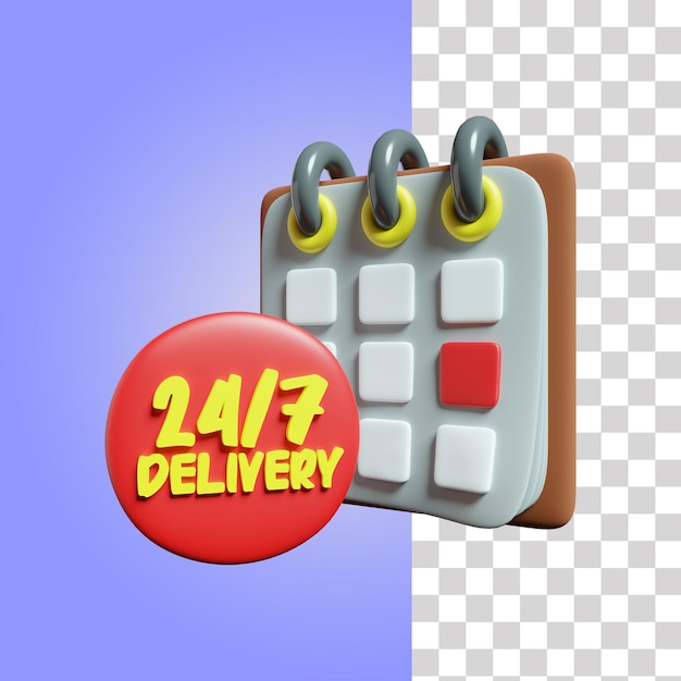 24 door 7 delivery 3d icon