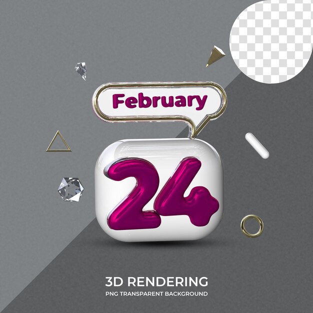 24 february poster template 3d rendering