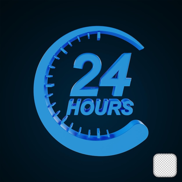 PSD 24-godzinny zegar ikona ilustracja 3d
