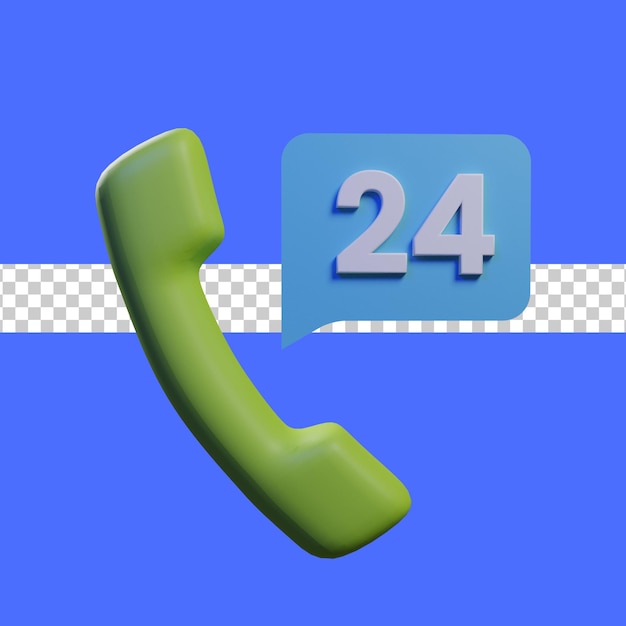 PSD 24 hours call 3d render illustration isolated