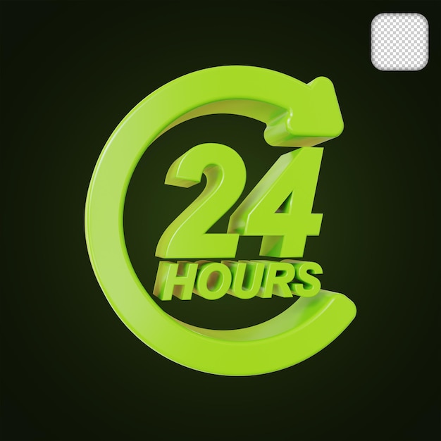24 hours a day service 3d illustration
