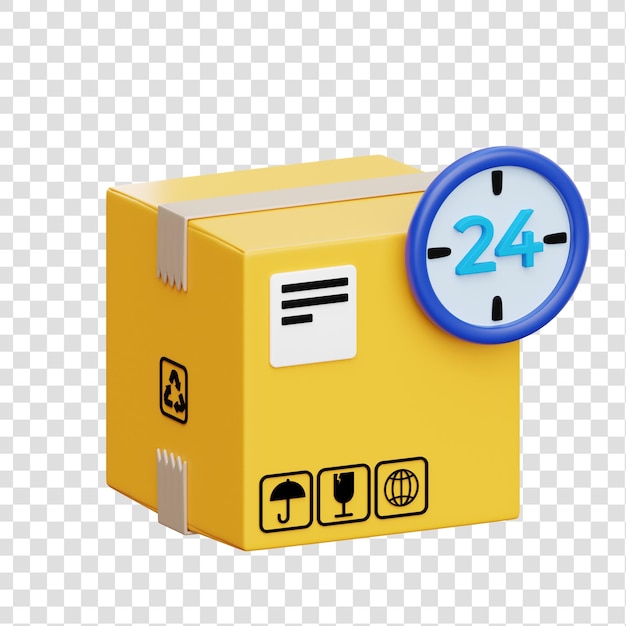 PSD 24 hours delivery service 3d illustration