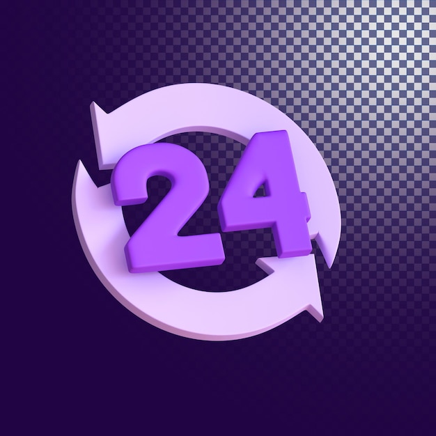 PSD 24 hours icon high quality 3d rendered isolated