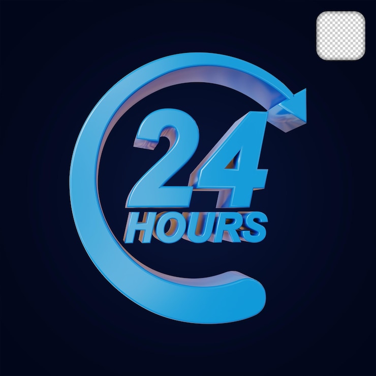 PSD 24 hours open work service 3d rendering