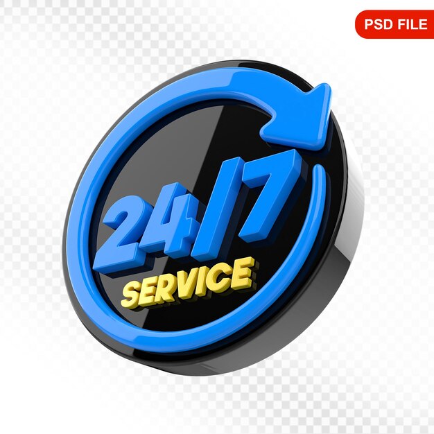 24 小時服務 3D圖標