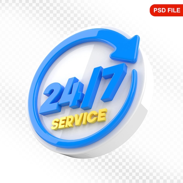 24 小時服務 3D圖標