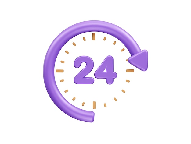 24 hours service icon 3d illustration render