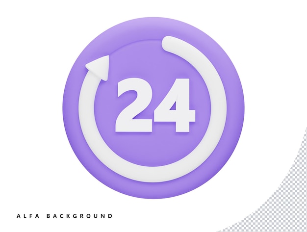 PSD 24 hours watch with 3d vector icon cartoon minimal style